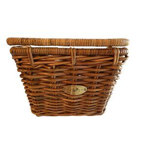 Vintage Rattan Rear Cargo Nantucket Bike Basket Wicker Shopping Wired Handles